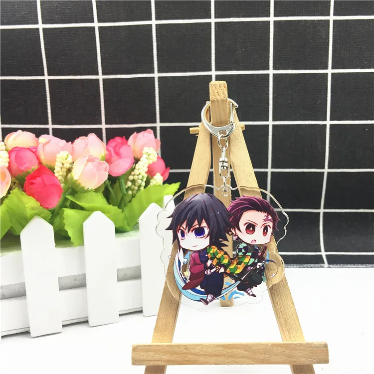 Anime Demon Slayer Kimetsu no Yaiba keychain Kamado Nezuko Kochou Shinobu Kanroji Mitsuri acrylic key chain cartoon cute funny - Цвет: 1-2