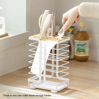 

8 Slot Multifunction Draining Iron Cutter Block Storage Holder Anti Moisture Kitchen Countertop Resturant Universal Mildew Proof