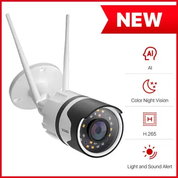

ZOSI 1080p Spotlight Outdoor WiFi Camera H.265 Waterproof AI Human Detection Color Night vision 2-Way Audio Wireless IP Cam