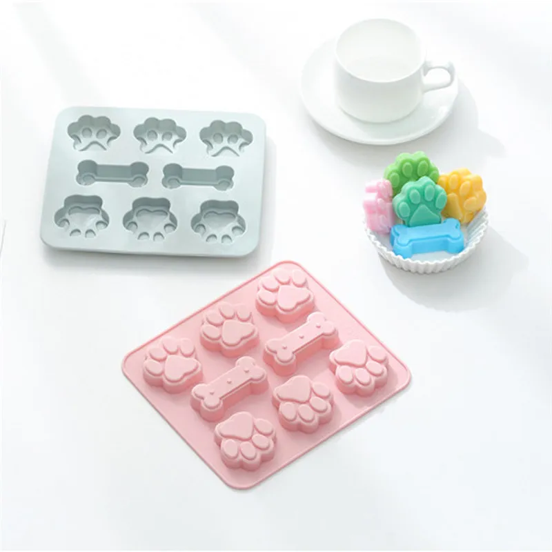 

3D Silicone Shape Cat Claw /Dog Bone Baking Molds Cake Cookie Chocolate Mould Mold Ice Cube Puppy Print Cake Mould @C