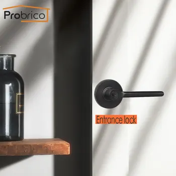

Probrico Mute Black Door handles for Interior Doors Modern door lever with latch lock cylinder Interior Bedroom Silent door lock