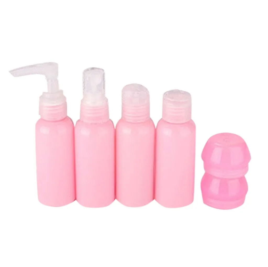 6 Pack Travel Set Liquid Foundation Lotion Bottle Set Travel Set Pink Mushroom Bottle Portable Belt Bottle Travel Bottle#2