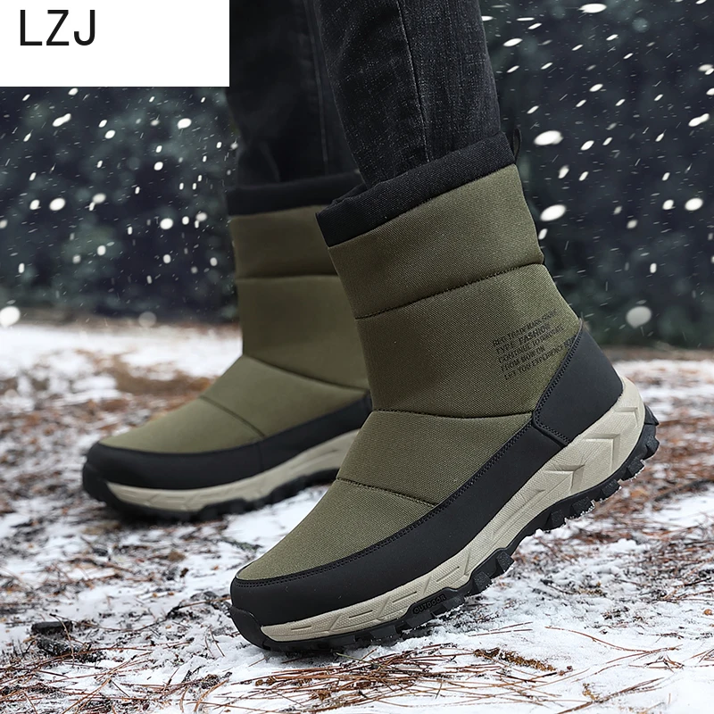 LZJFashion/зимние мужские ботинки высококачественные мужские ботильоны на молнии теплые мужские зимние ботинки с толстым плюшем уличная мотоциклетная обувь 39-46