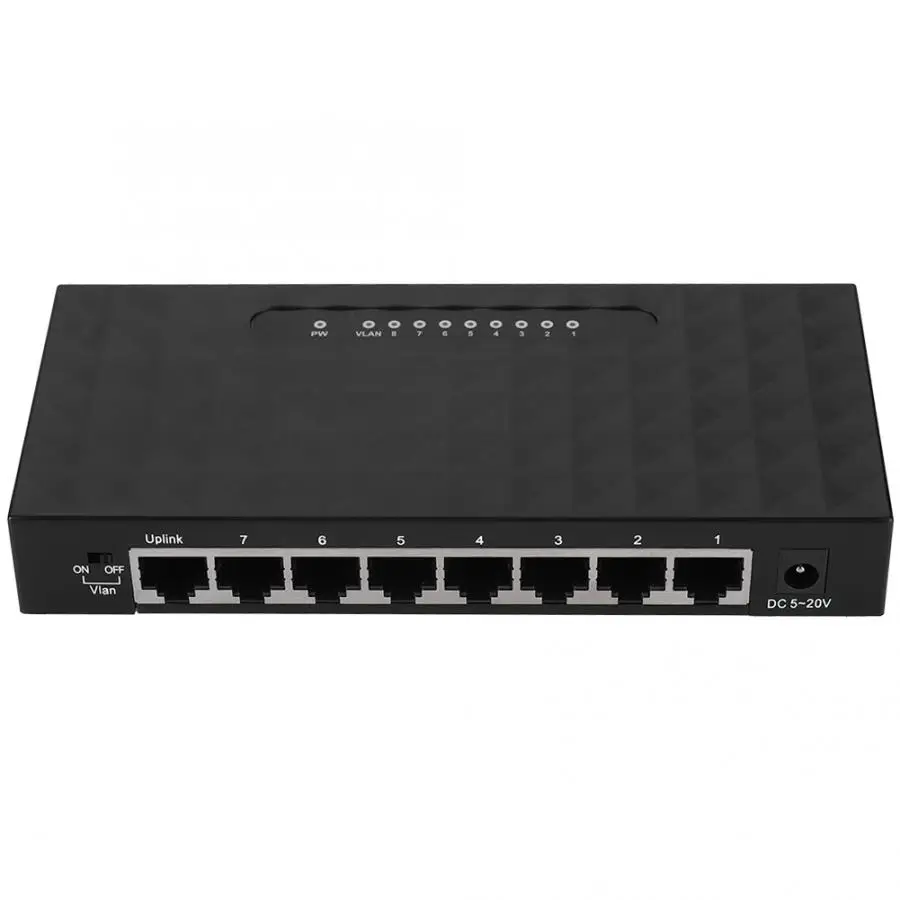 8 портов высокопроизводительная сеть VLAN концентратор Gigabit Ethernet настольный коммутатор 100-240 в черный