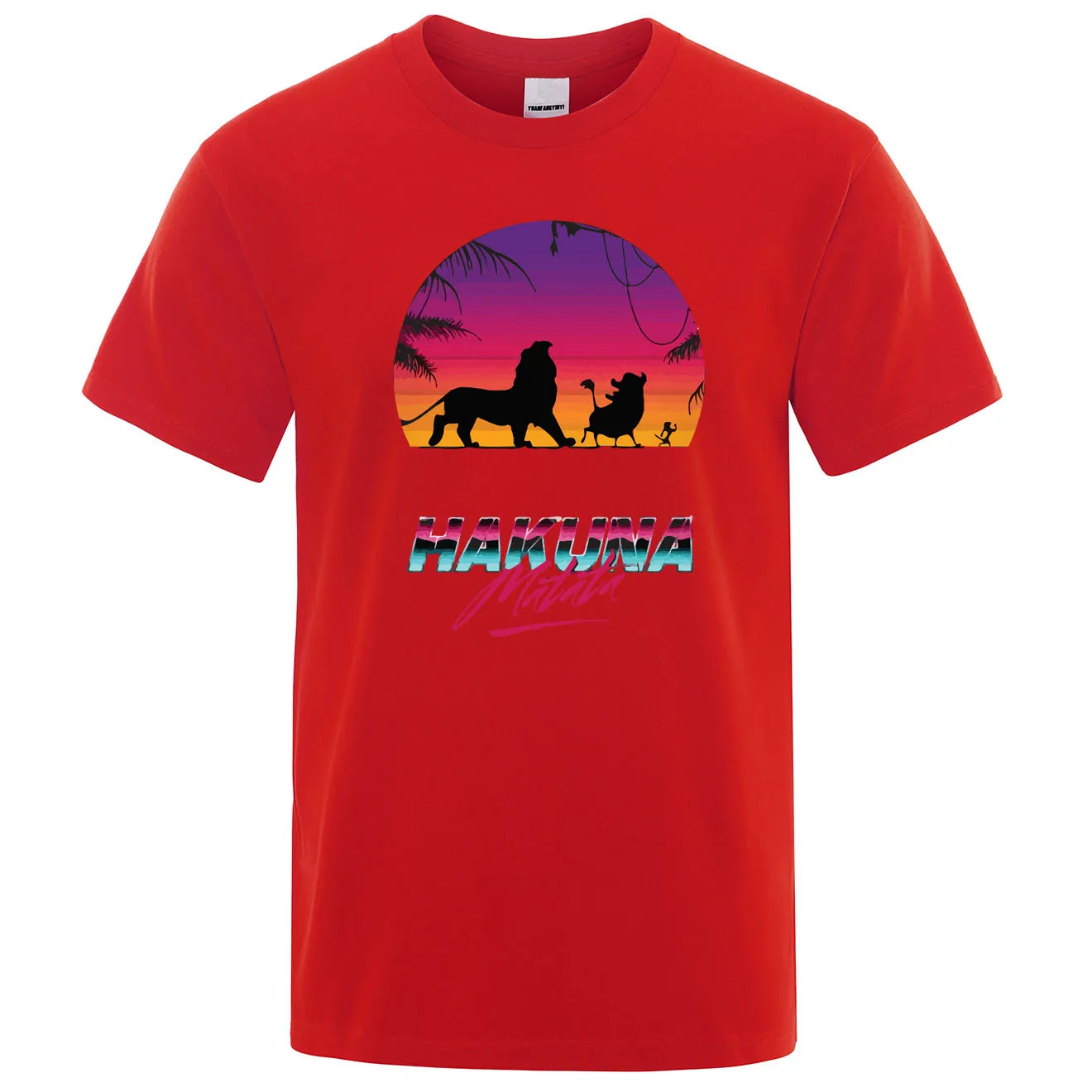 Футболка с принтом короля льва Симбы из мультфильма Hakuna Matata, летняя модная мужская футболка, крутая хлопковая футболка, повседневные мужские топы