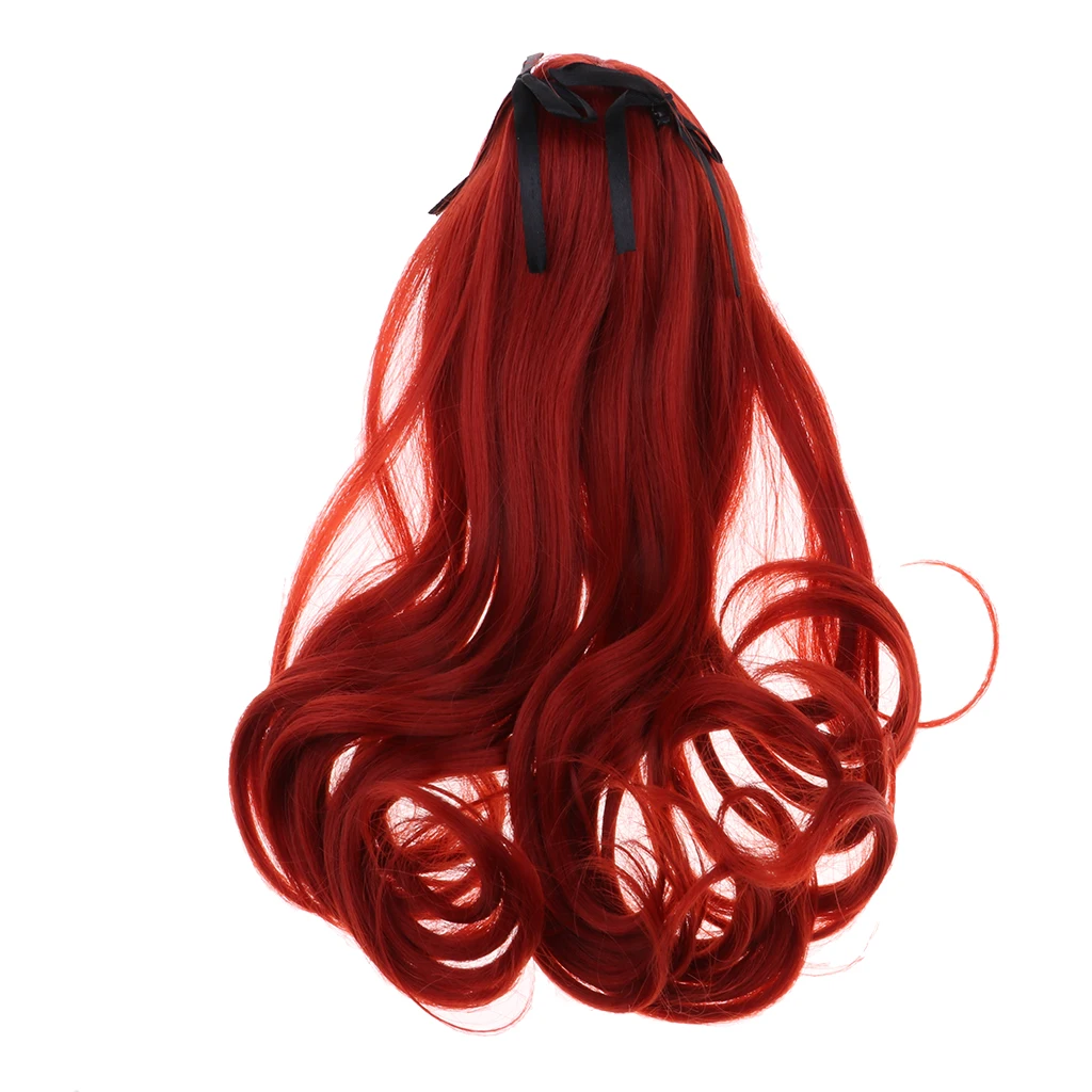1/3 BJD Doll Wig High Temperature Long Curly Hair Wig for Girl Dolls DIY Making Supplies (Wine Red)