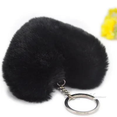 Fluffy Pompon Portachiavi Regali Per Le Donne Morbido A Forma Di Cuore Pompon Coniglio Finto Portachiavi Palla Borsa Per Auto Accessori Portachiavi