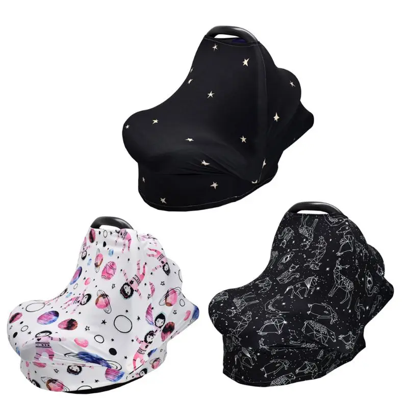 4-in-1 Multi-use Baby Stretchy Cover Car Seat Canopy/Nursing Cover/Shopping Cart Cover/Infinity Scarf Perfect Gift for Baby #905