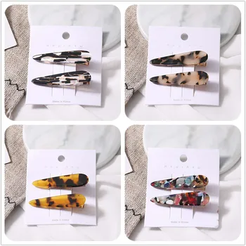 

2PCS/Set Women Leopard Print Hair Clip Korean Version Hairpin Barrette Elegant Acetate Geometric Hair Accessories Headwear