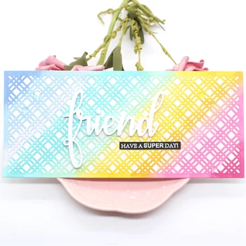 

ZFPARTY Lattice Background Slimline Metal Cutting Dies Stencils for Scrapbooking/photo album Decorative Embossing Paper Cards