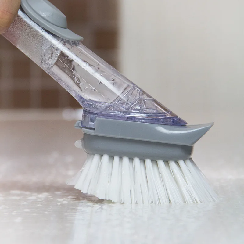Kitchen Long Handle Cleaning Brush Automatic Liquid Dispenser Dishwashing Sponge Cleaning Brush Scrubber Kitchen Cleaning Tools - 6