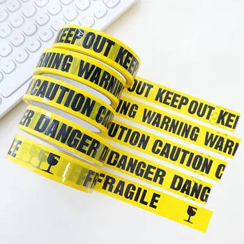 

1Roll 25M Yellow Warning Tapes Caution Fragile Keep Out Danger Warning Safety Adhesive Tapes DIY Sticker