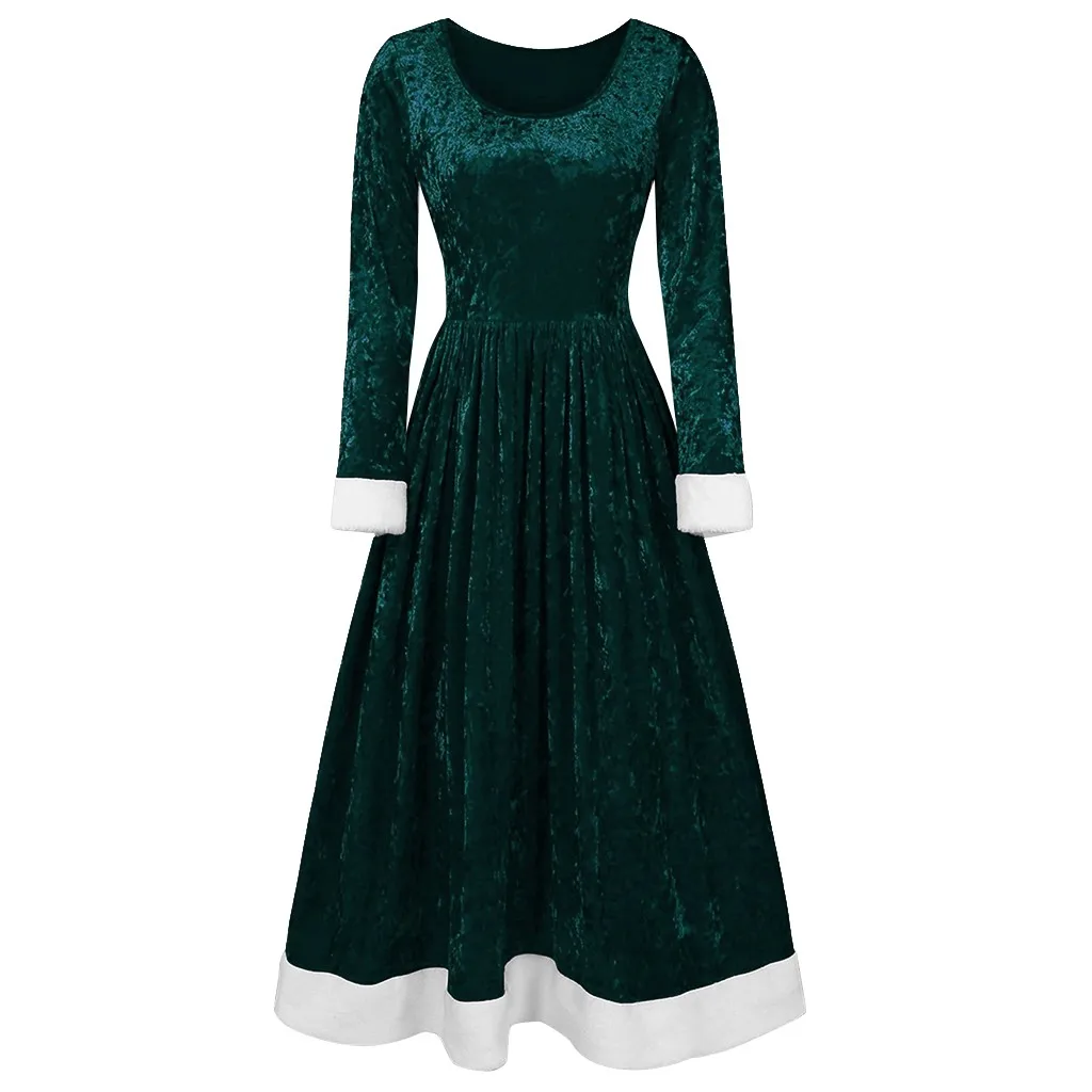Dress Green Рождественское платье, бархатное элегантное винтажное платье с капюшоном, вечернее платье,, праздничный костюм, Женское зимнее платье 19Sp - Цвет: Dress Green