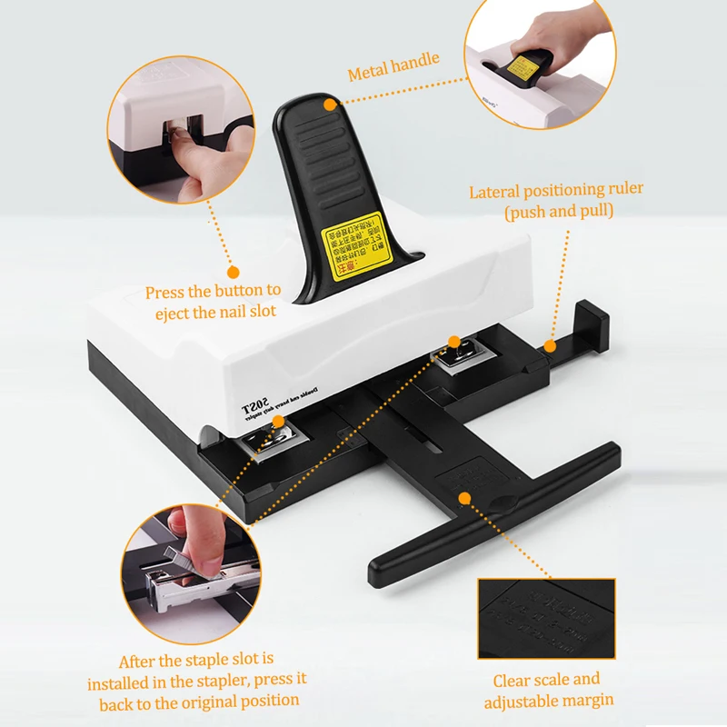 새로운 50ST 더블 행 헤비 듀티 스테이플러 50 페이지의 종이 더블 헤드 범용 바인딩 기계 24/6 23/8 바늘에 적합