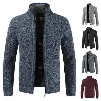 

BIAOLUN 2019 Autumn Winter New Men's Jacket Slim Fit Stand Collar Zipper Jacket Men Solid Cotton Thick Warm Jacket Men