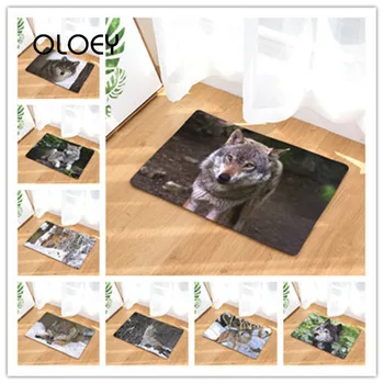 

40 * 60cm Wolf Print Floor Mat Floor Mat Flannel Bathroom Non-slip Carpet Kitchen Living Room Floor Mat Decorative Floor Mat ..