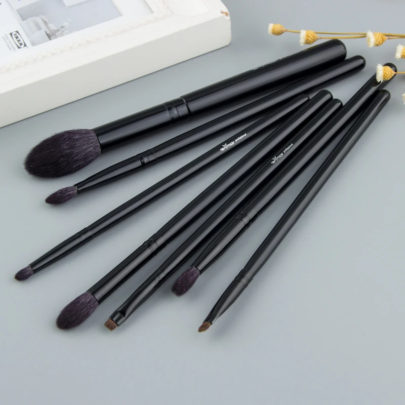 Anmor 7Pcs High Quality Goat Hair Make Up Brushes Set Wood Handle Brush For Makeup Eyeshadow Blending Shader Highlighter Tools | Красота и