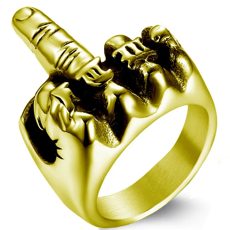 Кулак кольцо для среднего пальца из нержавеющей стали Ретро Регулируемый размер индивидуальное модное кольцо