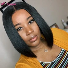 Funmi Короткий кружевной передний парик человеческих волос предварительно сорвал боб парик для черных женщин Remy бразильский прямой фронтальный парик с волосами младенца