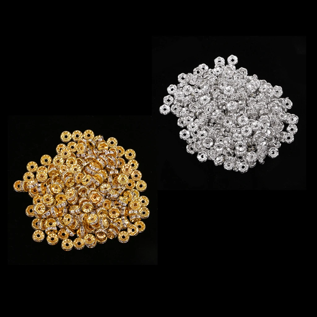 500Pcs Gold/Silver Crystal Rondelle Spacer Bead 6mm 8mm Beads for jewelery Making Bracelets DIY