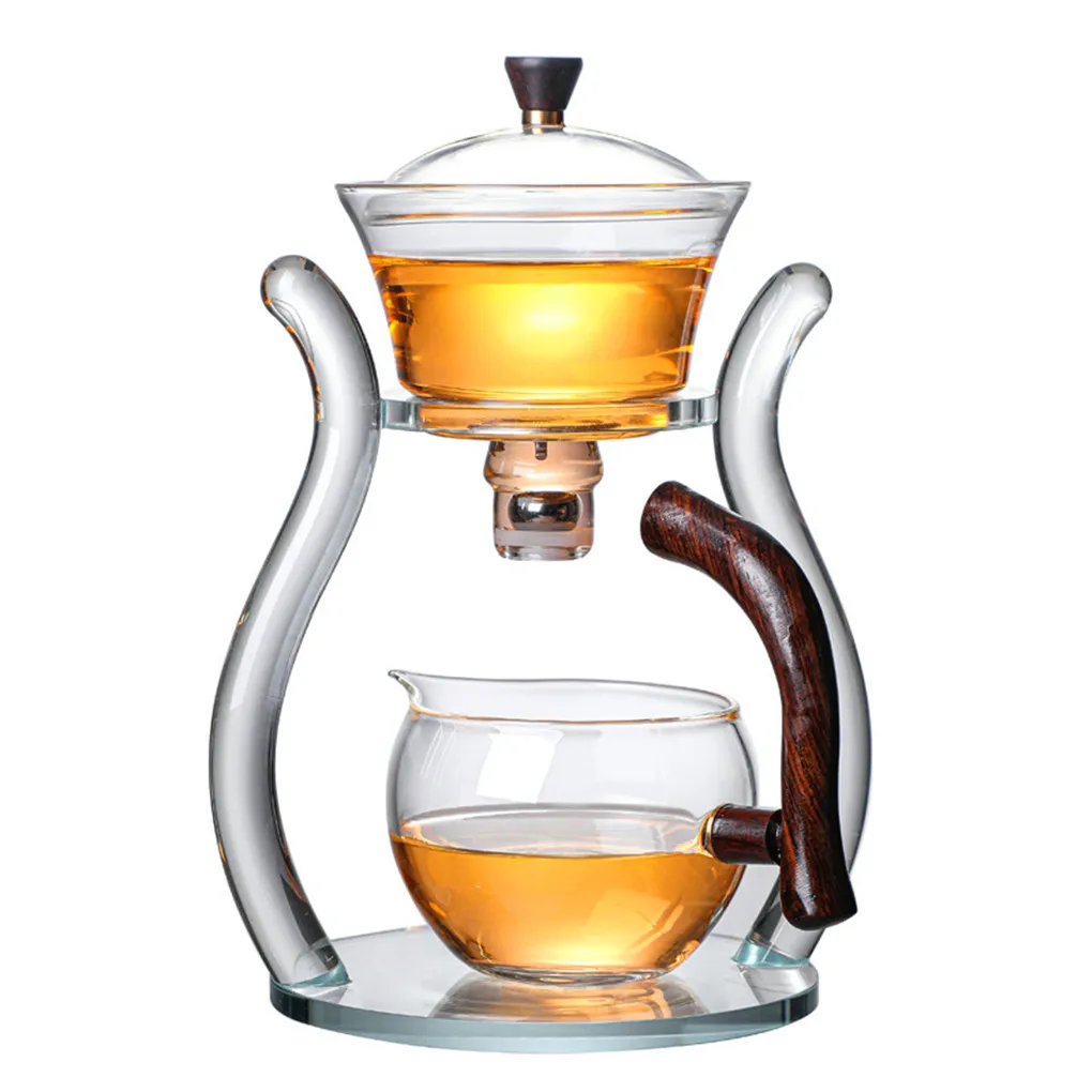 Rora Glass Teapot Set Automatic Lazy Teapot Rotating Kungfu