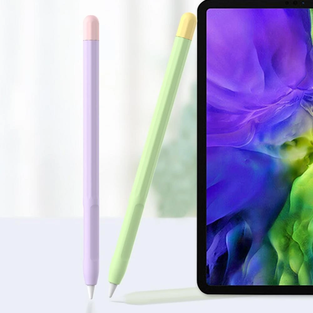 キャップ付きソフトシリコンペン保護ケース 対照的な色 Apple用鉛筆 1 2スタイラスペン 滑り止めスタイラス付き Tablet Touch Pens Aliexpress