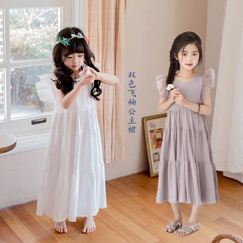

2018 Summer New Style Korean-style Girls Dress Big Boy Gauze Fly Sleeve Princess Swinging Skirt Parent And Child