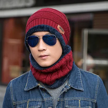 

Men Outdoor Hiking Soft Hat Scarf Set Ski Windproof Multifunction Autumn Winter Keep Warm Camping Fashion Knitting Wool Elastic