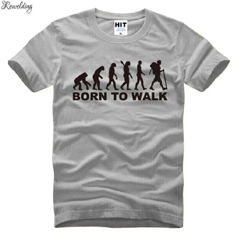 

Мужская хлопковая футболка с коротким рукавом, модная рубашка с принтом «Born To Walk Evolution», лето