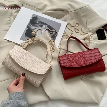 

Fashion Alligator Pattern Shoulder Messenger Bag Vintage Women Solid Color Long Purse PU Leather Street Handbags Wristlets