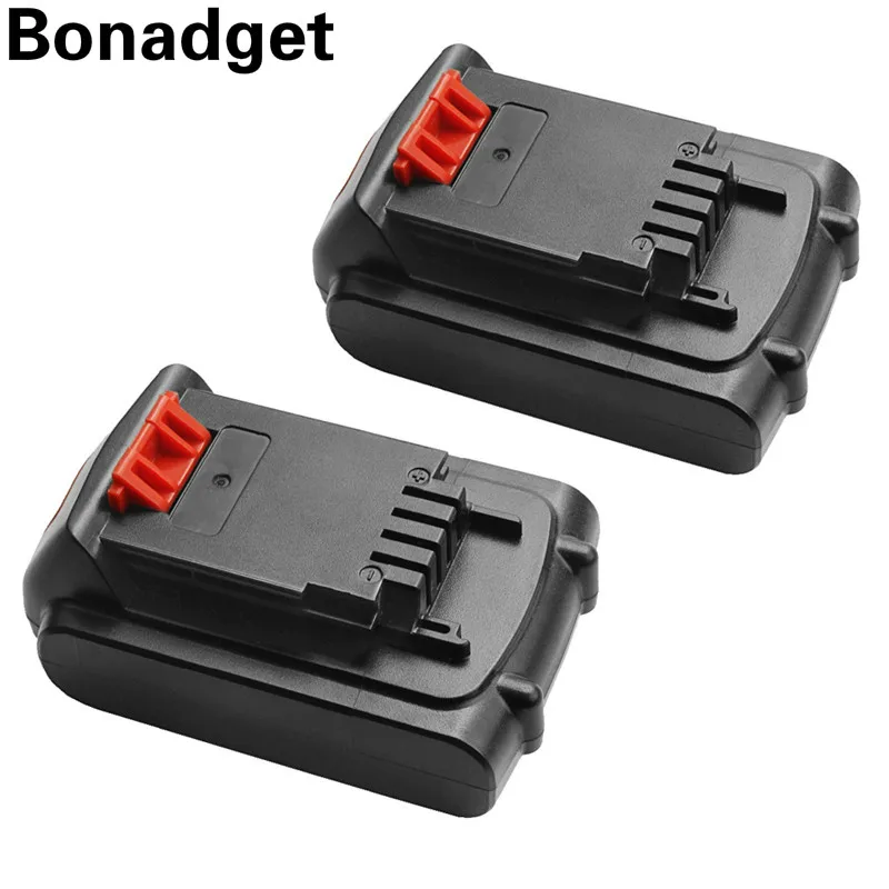

Bonadget 2Pcs 18V/20V 3000mAh Li-ion Rechargeable Battery Power Tool Replacement Battery for BLACK & DECKER LB20 LBX20 LBXR20