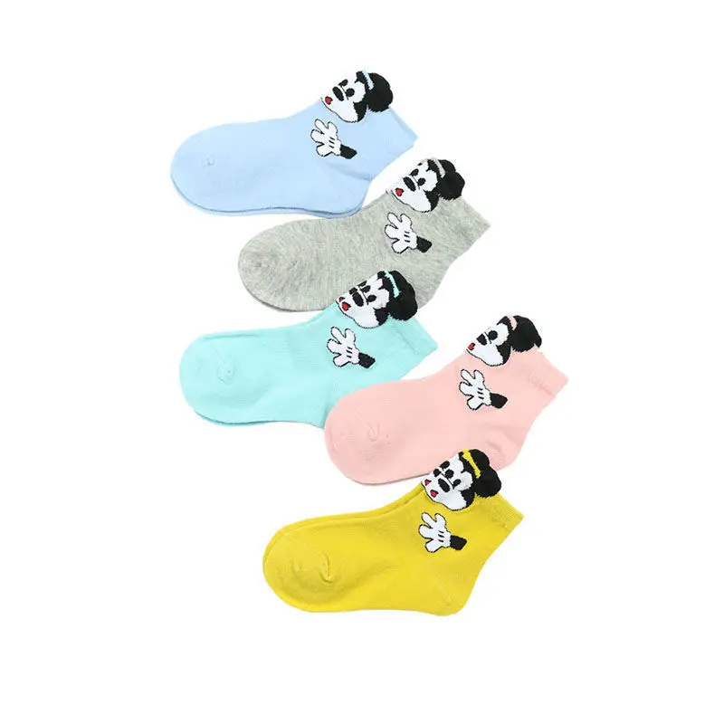 Kids Socks 5Pairs Children Socks Breathable Sports Girls Boys Sokcs Cartoon Mickey Mouse Infant Cute Cotton Short Chaussette Enfant Garon