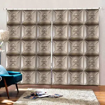 

brown curtains Soft box 3D Window Curtain Dinosaur print Luxury Blackout For Living Room Decoration curtains