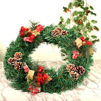 

Christmas Decoration Green PVC Garland Pine Cone Home Decoration Christmas Wreath UD88