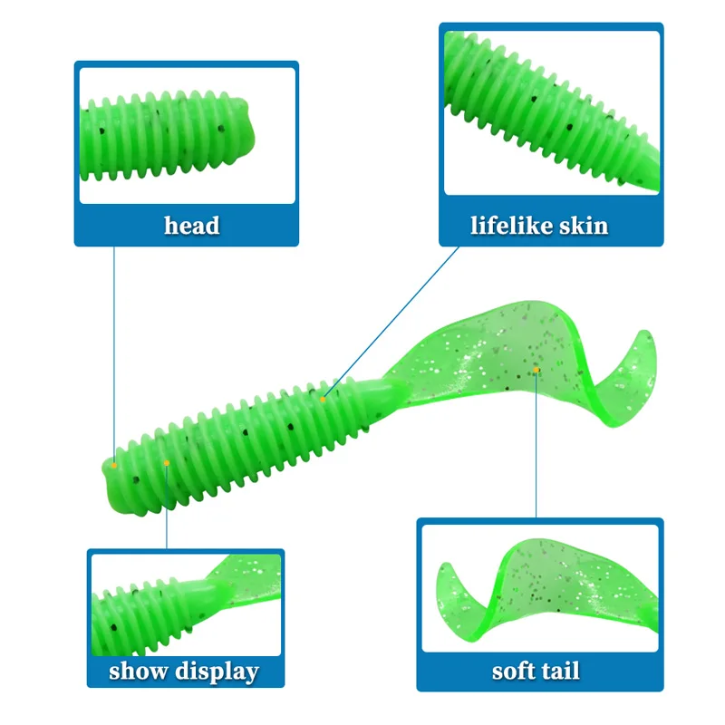 20 шт./лот 50 мм 1,2 г 60 мм 2 г Мягкая резиновая приманка рыболовная приманка джиг мягкий воблер червяк для ловли карпа искусственная наживка для рыбалки силикон Sw