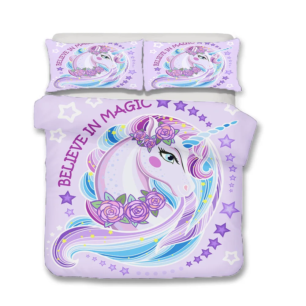 Unicorn King Утешитель набор пододеяльников для пуховых одеял спальня одежда единорог мультфильм печатных домашний текстиль с наволочкой постельное белье - Цвет: Unicorn