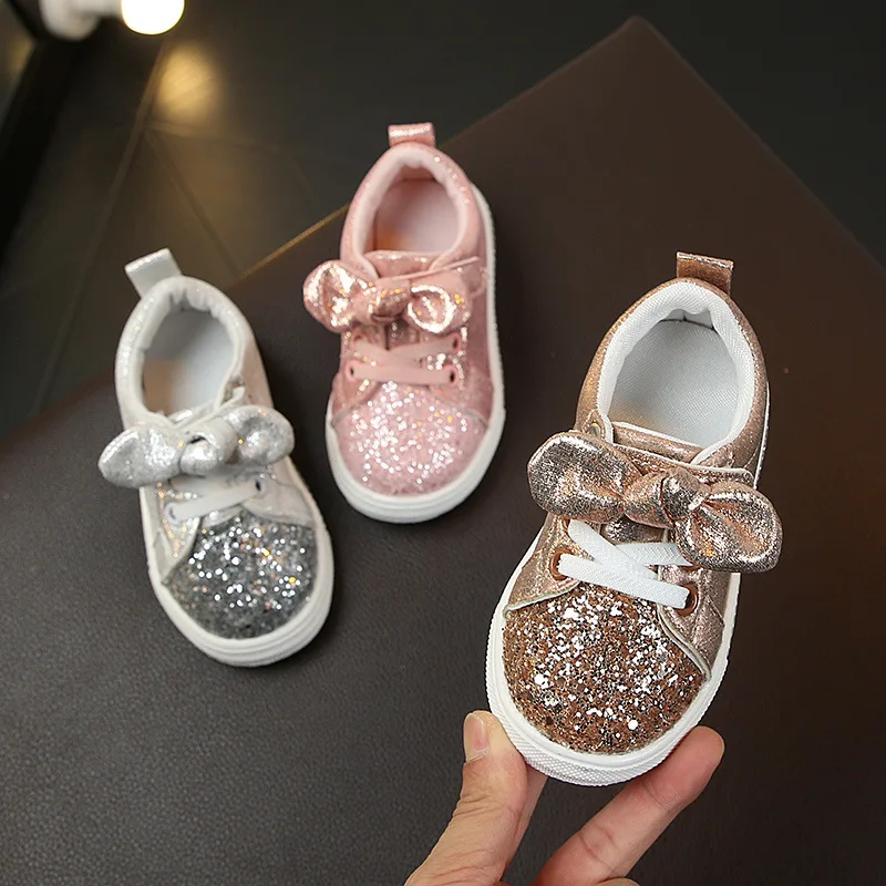  Girls Sequins Sneakers Children Fashion Princess Slip-on Kids Casual Anti-slip Shoes Cute Baby Girl