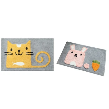 

Bedroom Bathroom Door Mat Cartoon Kitchen Carpet Flocking Mats Doormat Anti-Slip Floor Outdoor Entrance Living Room Rugs Mat
