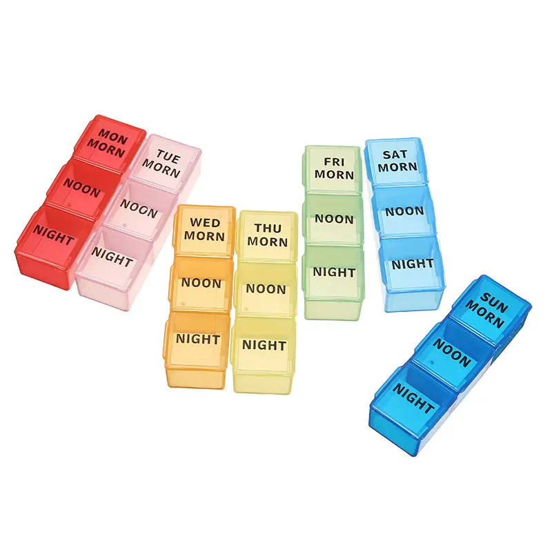 Weekly Pill Box Organizer For 7 Day Morning Noon Night Medicine Box Dispenser Splitter Pill Container 5