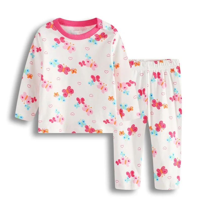 Пижамный комплект для маленьких девочек; одежда для сна для новорожденных; Мягкие хлопковые пижамы для младенцев с героями мультфильмов; пижамы для малышей; одежда с длинными рукавами - Цвет: 4