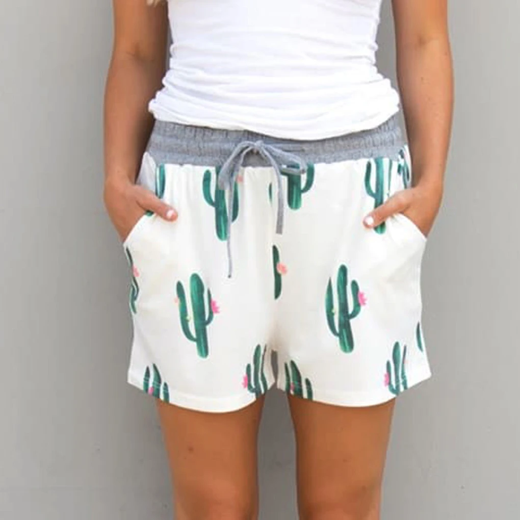 Sleep Bottoms Nylon Pajama Shorts Women's Cactus Print Short Pants