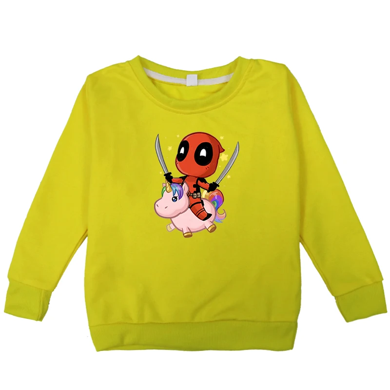 Hoodies 5 Принт с дэдпулом и единоединорогом; сезон весна-осень; свитшоты для маленьких девочек; детские толстовки с капюшоном; Детские топы с длинными рукавами; одежда; худи для девочек - Цвет: Hoodies 5