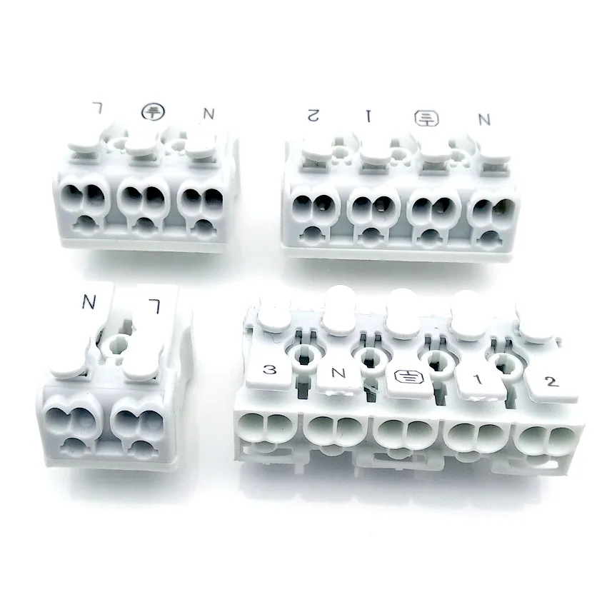 

5PCS Spring Terminal Block Quick Lamp Wire Connector Electrical Cable Clamp Free Screw Plug-Out Type Pitch 923 P02/P03/04