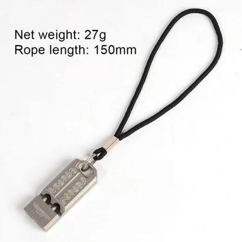 

Outdoor Camping Finishing Carvin Double Tube Metal Survival Whistle TC4 Titanium Alloy Training Whistle Camping Whistle