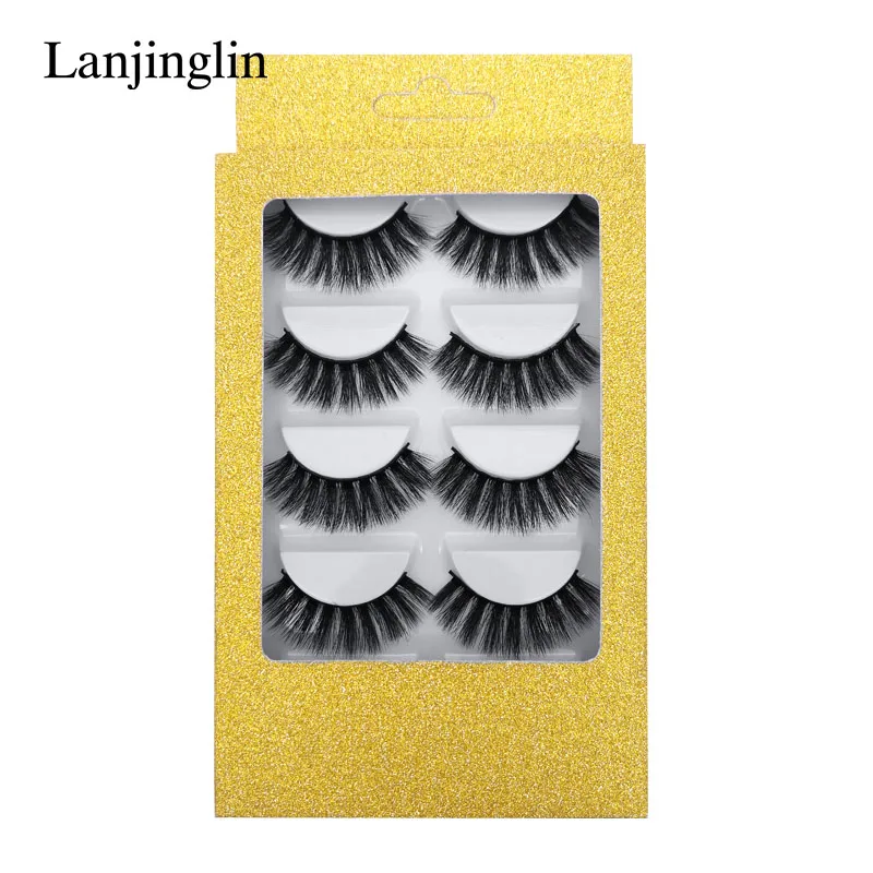 LANJINGLIN, 5 пар, накладные ресницы из искусственной норки, полная полоска, ресницы ручной работы, пушистые, объемные, 5d, для наращивания ресниц, макияж, натуральные, cils, G800