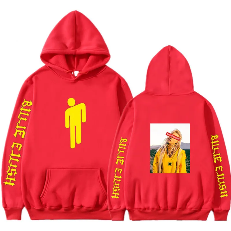 6 red Горячая Распродажа, худи с принтом Billie Eilish, женские/мужские толстовки с капюшоном и длинным рукавом, повседневные трендовые уличные толстовки - Цвет: 6 red