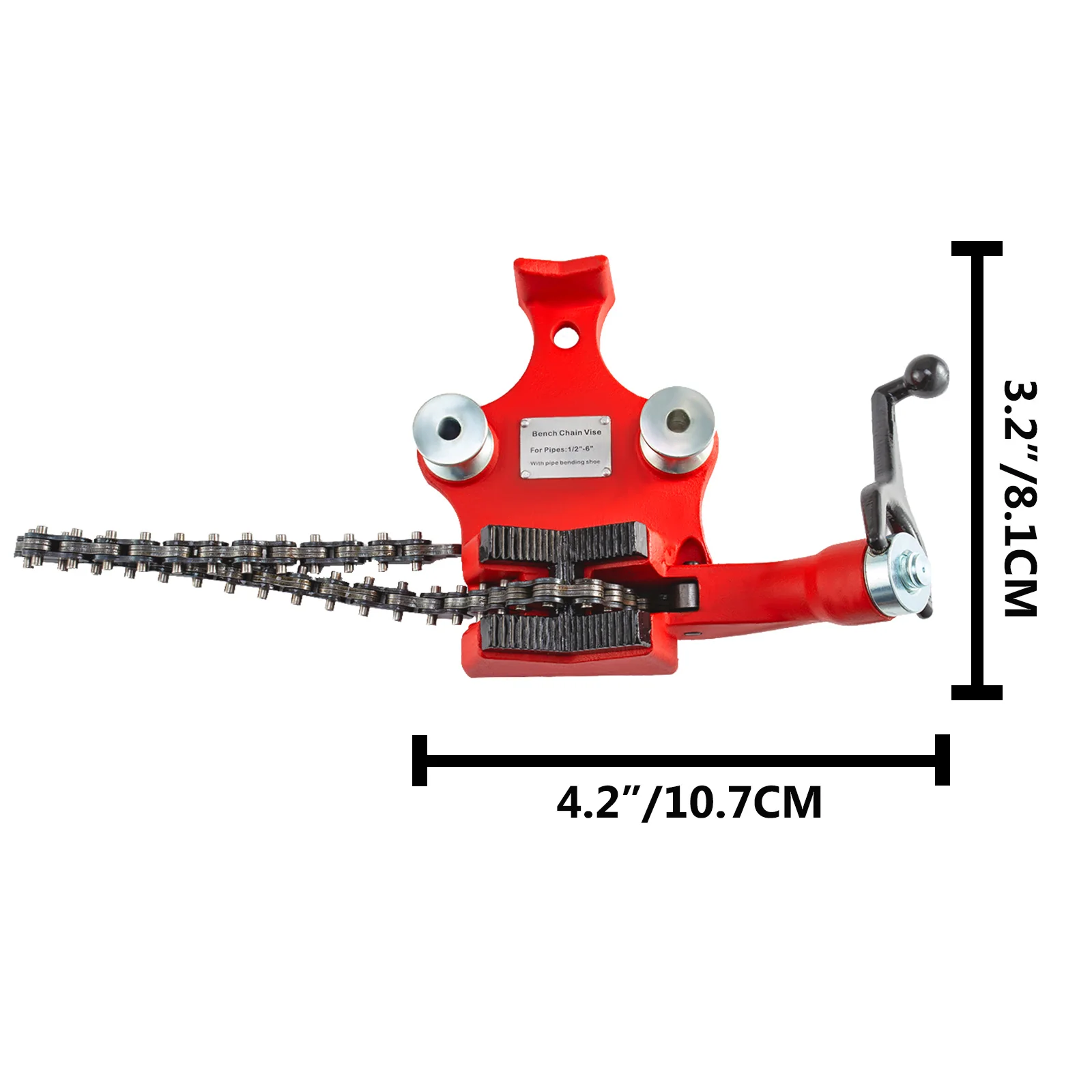 VEVOR 6in Screw Bench Chain Pipe Vise with Cast Iron Base and Crank Handle Manuel Holding Bending Large Plumbing Tool Table Vice 6