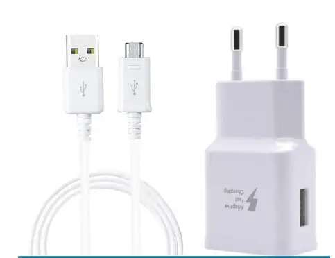 Samsung 9V1. 67A Usb Адаптивное быстрое зарядное устройство Быстрая Зарядка адаптер микро кабель для Galaxy S6 S7 edge S4 Note 5 4 j5 j7 A3 A5 A7 A8 - Тип штекера: EU and Cable