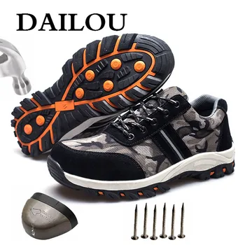 

DAILOU Breathable Safety Shoes Steel Toe Cap Puncture-Proof Air Mesh All Season Casual Camouflage Military Boots Dropshipping