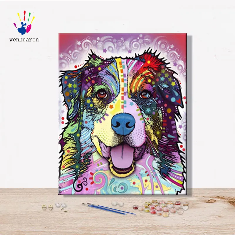 Paint By Numbes Art paint ing By Numbers цветные Животные Собака Сова Птица извращенец с цветом милое животное ручной работы Забавный подарок - Цвет: 100355